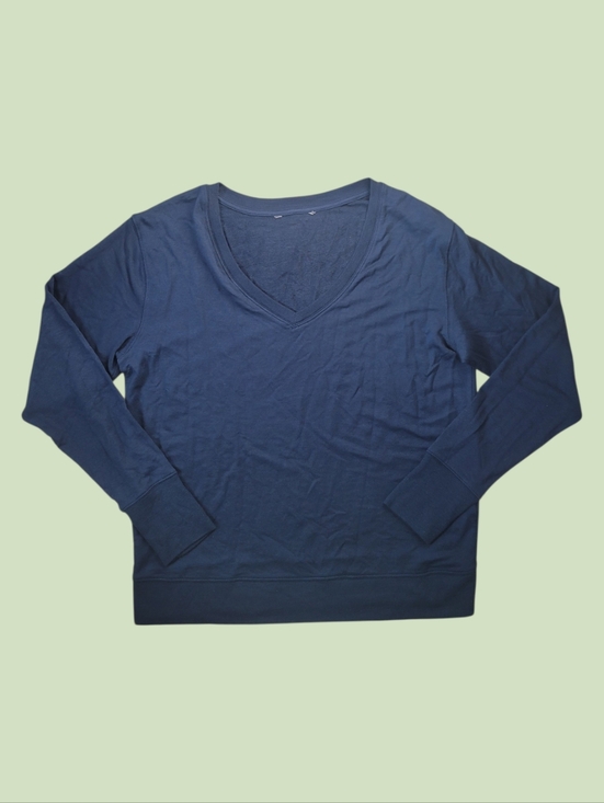 Athleta Tops - Athleta Large Sunrise V-Neck Sweatshirt Navy Blue Pullover Modal Cozy